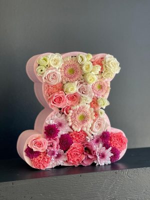 Pink Teddy Bear Flower Box